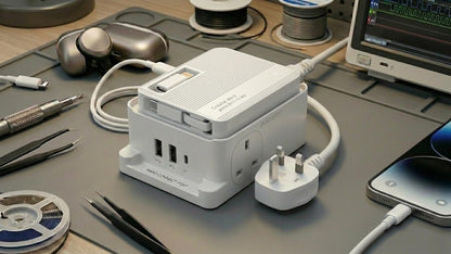 5M Extension Lead Cube with USB Charging Station, Goldling 2 Way Power Strip, Extension Socket with 5M Extension Cable Desk Accessories Travel Plug Extension Lead with USB slots Office Accessories
