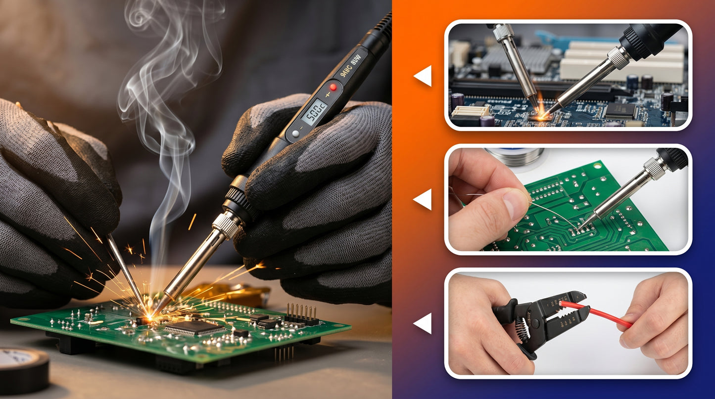 Soldering Iron Kit 80W, 18-in-1 Solder LCD Soldering Kit Soldering Iron with Goggles Solder Wick Desoldering Pump Solder Wire Wire Stripper Soldering Stand Tweezers Tips Cleaner Soldering Station