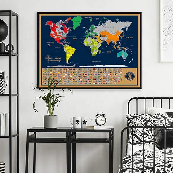 2 Scratch-Off Maps - World Map & Europe Map Poster Set Magnifying Glass, Flags & Tube Included Travel Gift Art Track Your Adventures