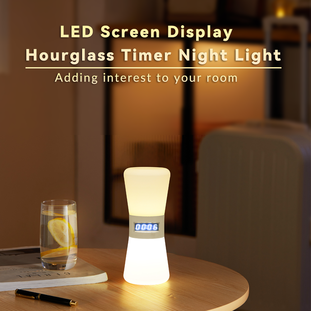LED Hourglass Timer Night Light Remote Control & USB Powered Warm White Ambient Lamp Bedroom Bedside Mood Lighting Modern Home Décor Gift