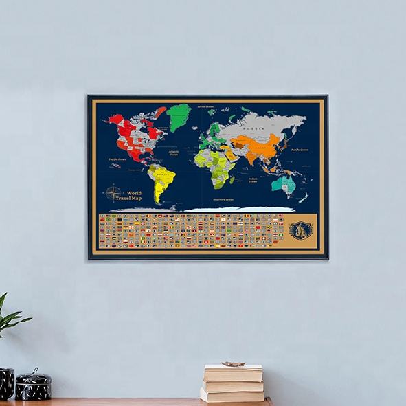 2 Scratch-Off Maps - World Map & Europe Map Poster Set Magnifying Glass, Flags & Tube Included Travel Gift Art Track Your Adventures