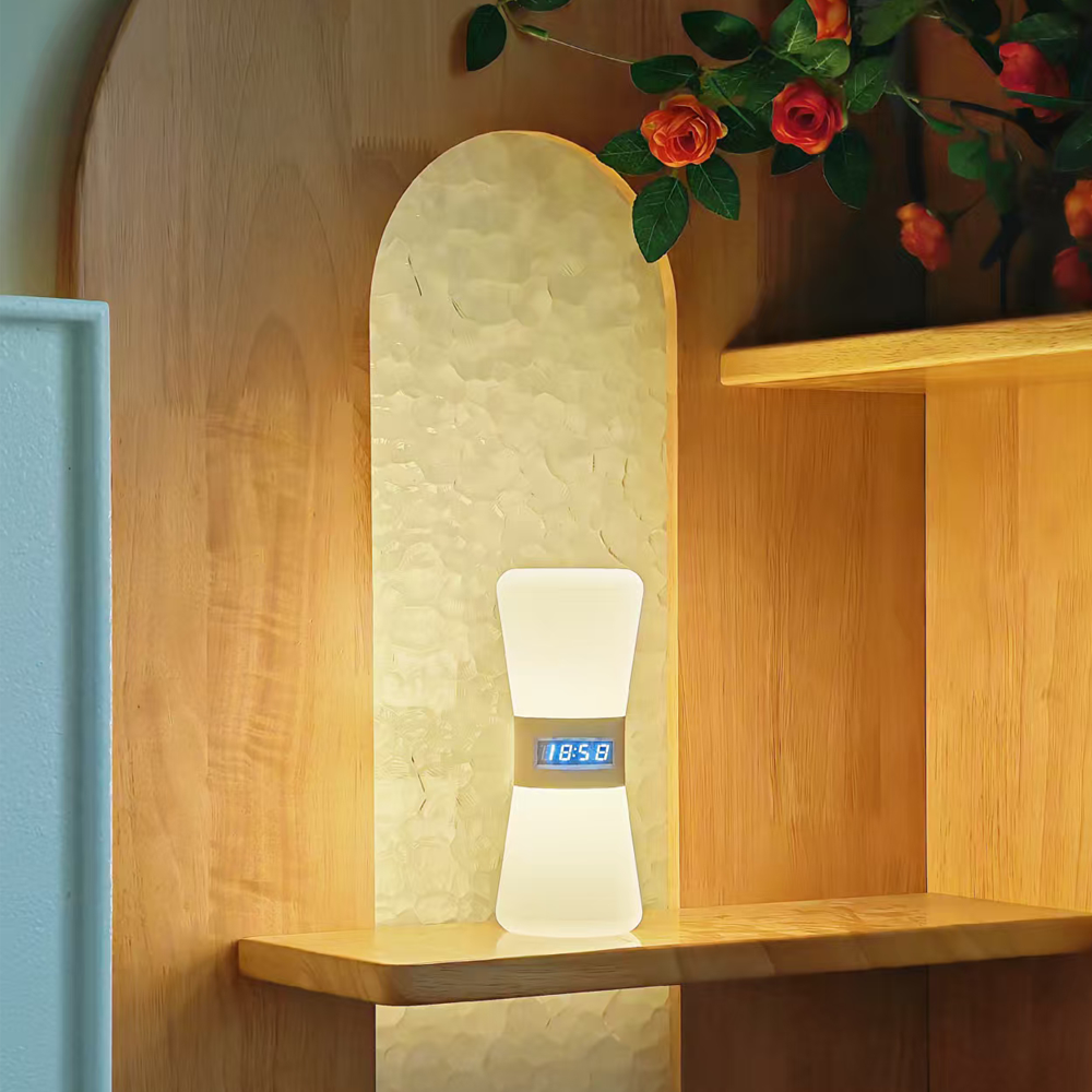 LED Hourglass Timer Night Light Remote Control & USB Powered Warm White Ambient Lamp Bedroom Bedside Mood Lighting Modern Home Décor Gift