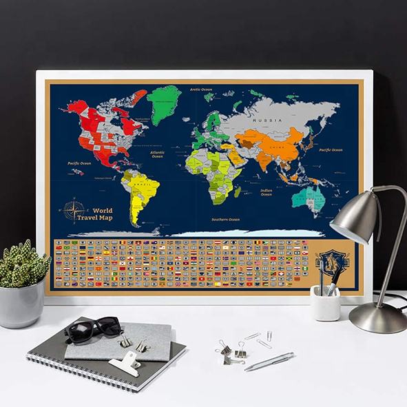 2 Scratch-Off Maps - World Map & Europe Map Poster Set Magnifying Glass, Flags & Tube Included Travel Gift Art Track Your Adventures