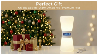 LED Hourglass Timer Night Light Remote Control & USB Powered Warm White Ambient Lamp Bedroom Bedside Mood Lighting Modern Home Décor Gift