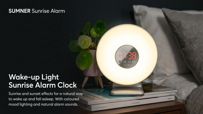 Sunrise Alarm Clock Wake Up Light with White Noise Machine 7 Sleep Sounds Bedside Lamp USB Rechargeable Nursery & Bedroom Gift Gro Clock