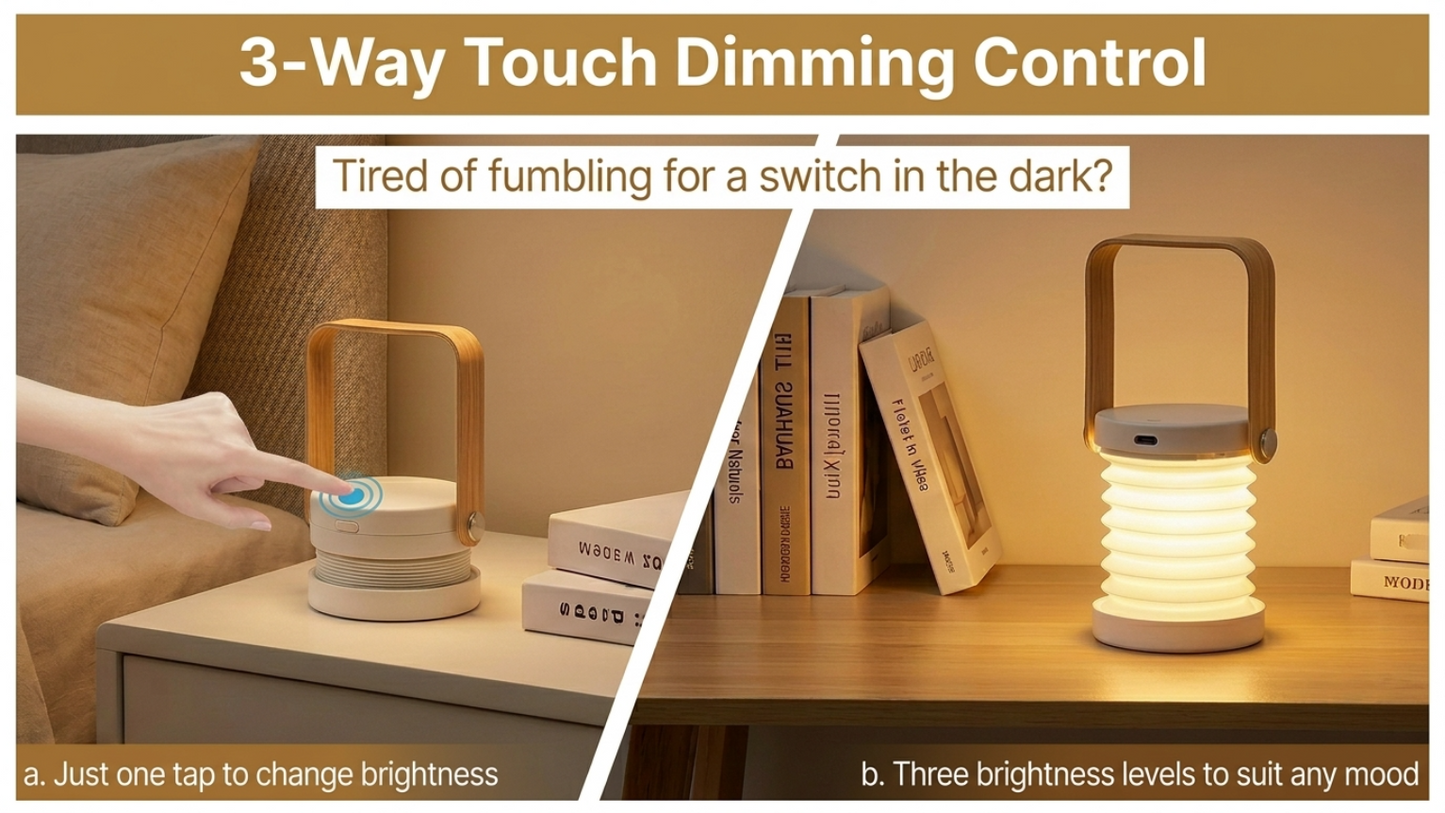 Foldable Lantern Desk Lamp LED Night Light USB Rechargeable Portable Table Lamp for Bedroom, Living Room & Home Décor Unique Gift