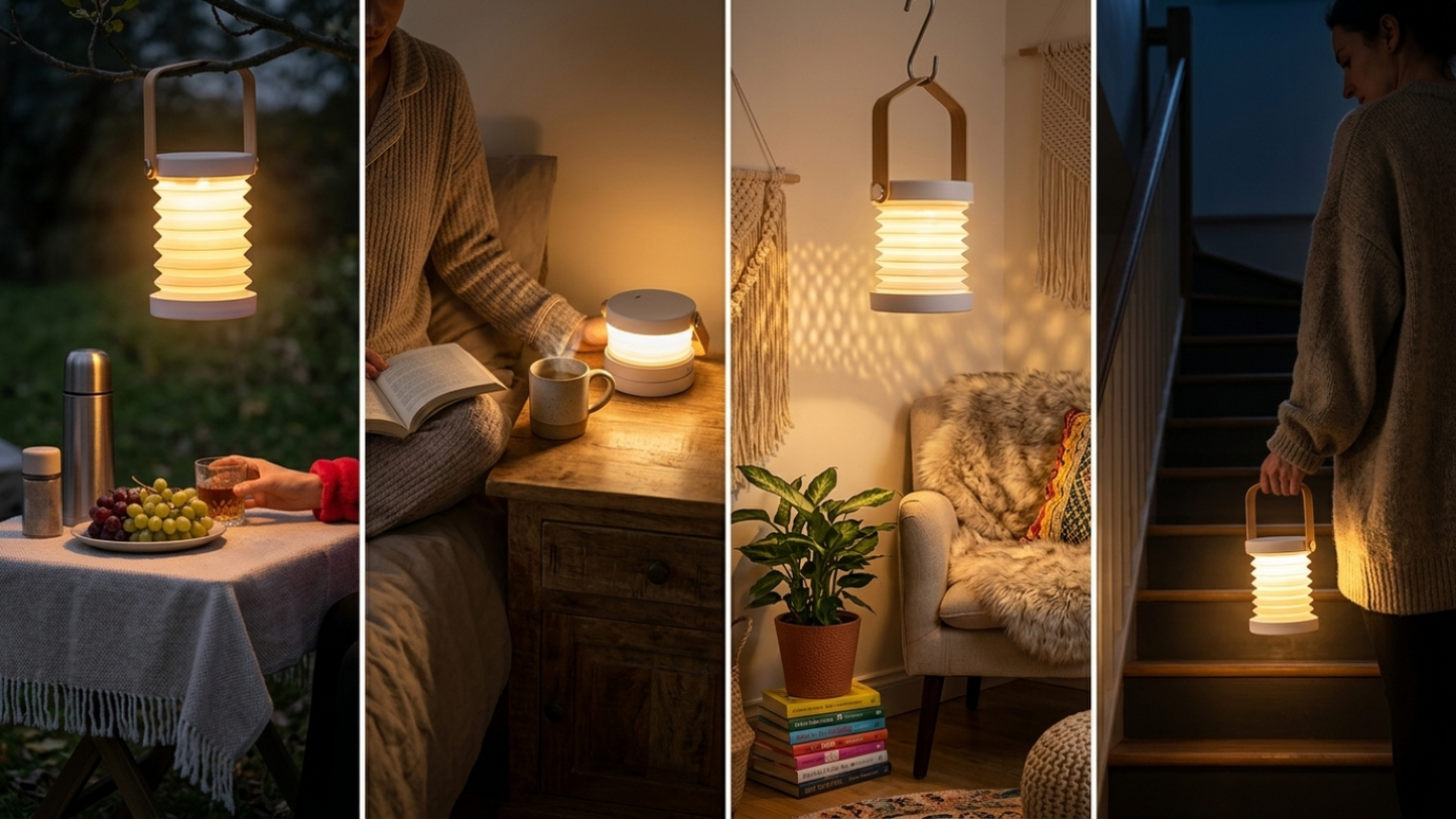 Foldable Lantern Desk Lamp LED Night Light USB Rechargeable Portable Table Lamp for Bedroom, Living Room & Home Décor Unique Gift